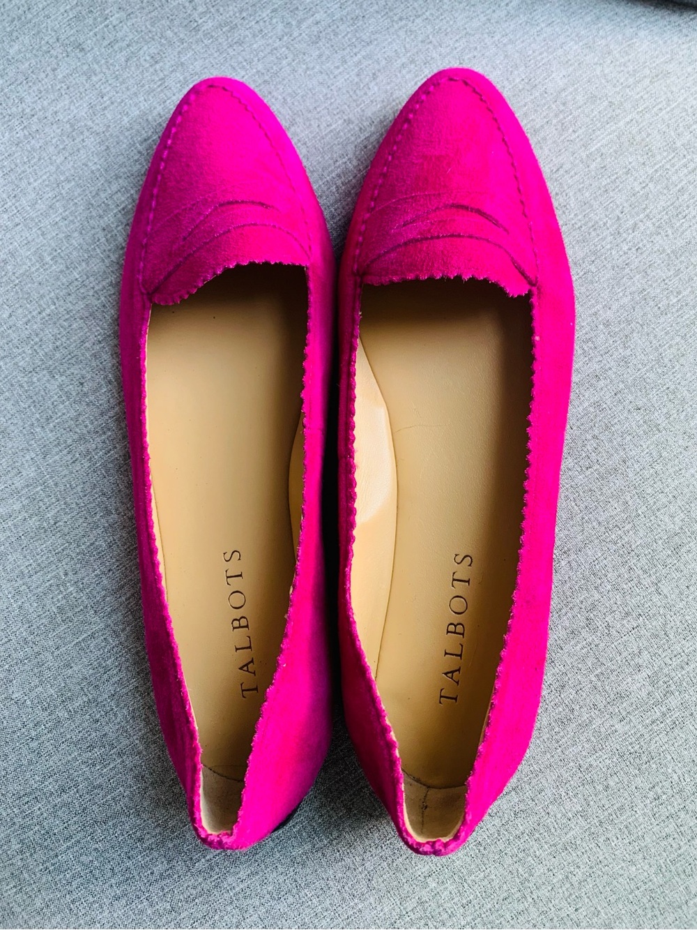 NWOT Talbots Suede Flats Pumps Driving Shoes Francesca Keeper Hot Pink Size 5.5